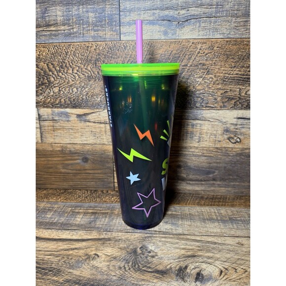 2022 Starbucks Green Stay Weird Eyeball Tumbler Venti Cold Cup With Straw - Picture 5 of 10